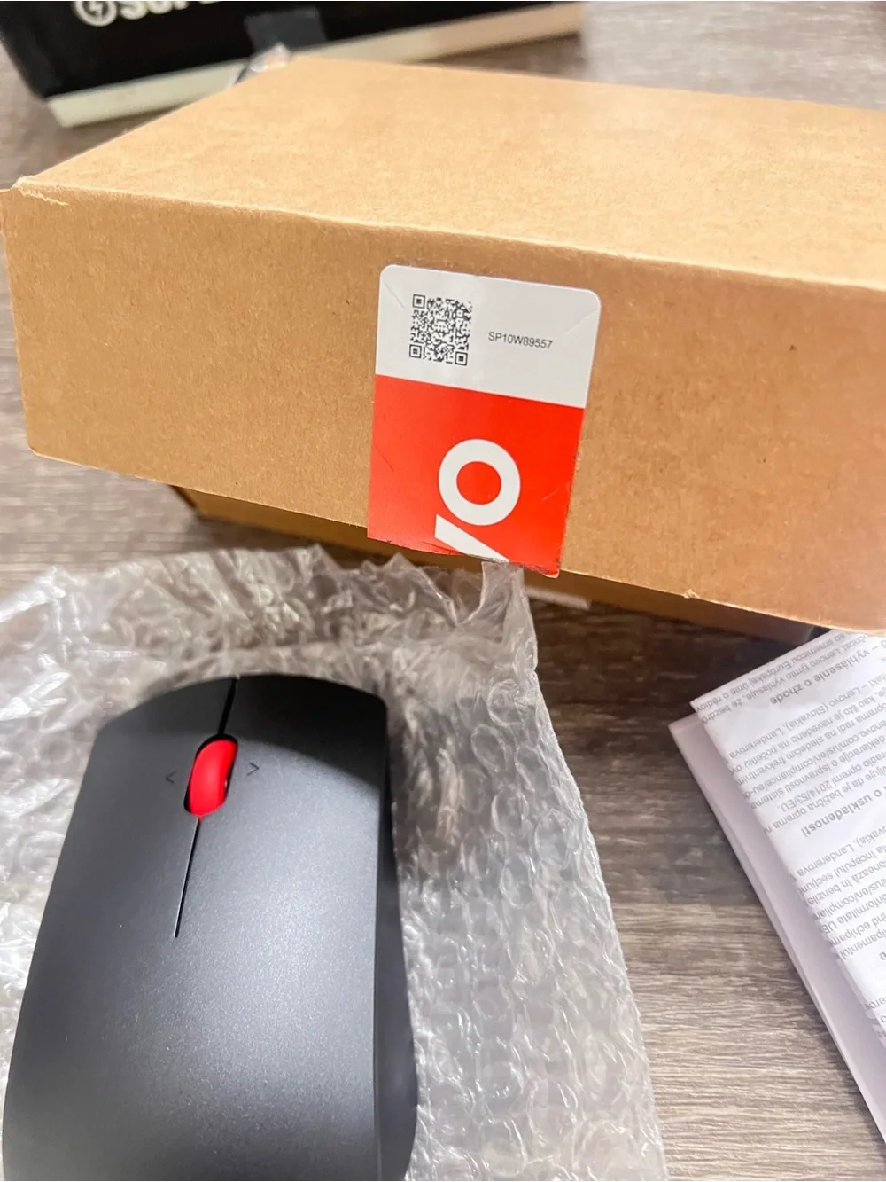 Lenovo Gray Wireless Mouse with Red Scroll Wheel